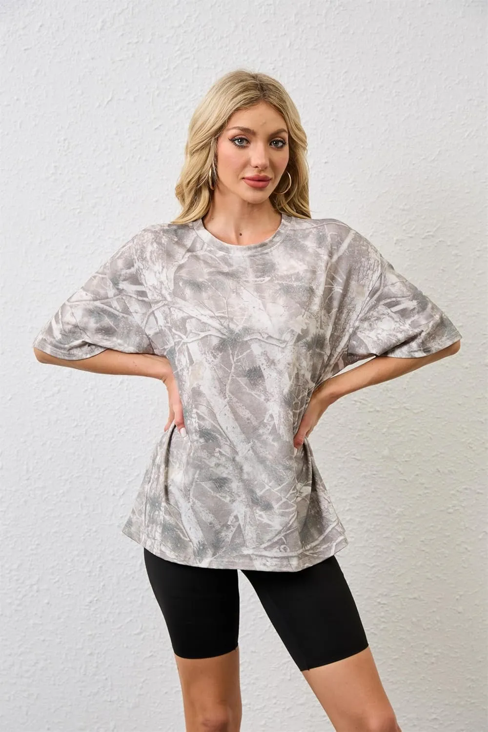 Camo Shirt for Women Mens Maple Leaf Print Short Sleeve Crewneck T-Shirts Summer Oversized Tee Shirts Streetwear