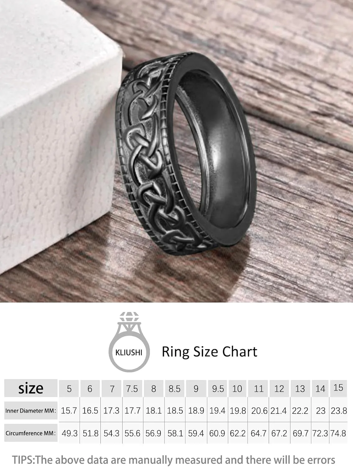 Celtic Knot Mens Rings, Men Wedding Band, Anniversary & Wedding Promise Jewelry Gifts Ring for Men, Interwoven Knots, Endless Knot, Spirals