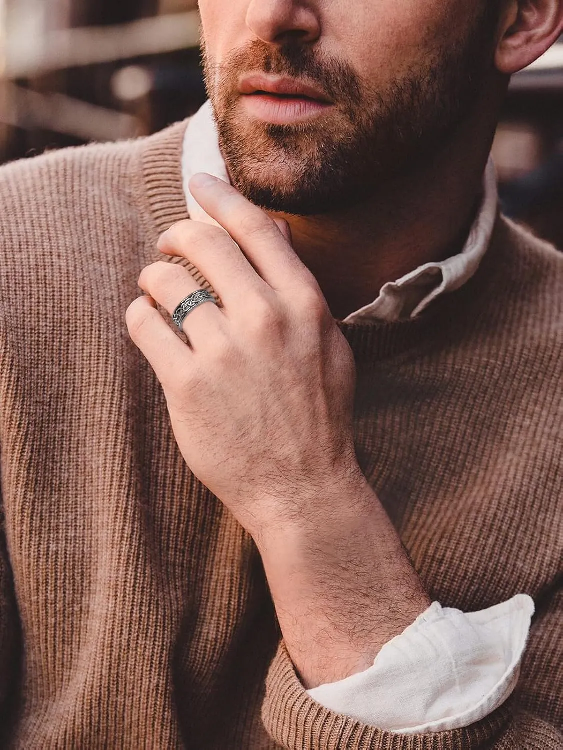 Celtic Knot Mens Rings, Men Wedding Band, Anniversary & Wedding Promise Jewelry Gifts Ring for Men, Interwoven Knots, Endless Knot, Spirals