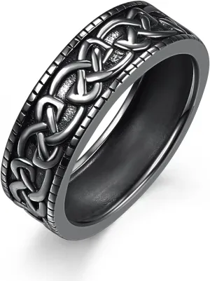 Celtic Knot Mens Rings, Men Wedding Band, Anniversary & Wedding Promise Jewelry Gifts Ring for Men, Interwoven Knots, Endless Knot, Spirals