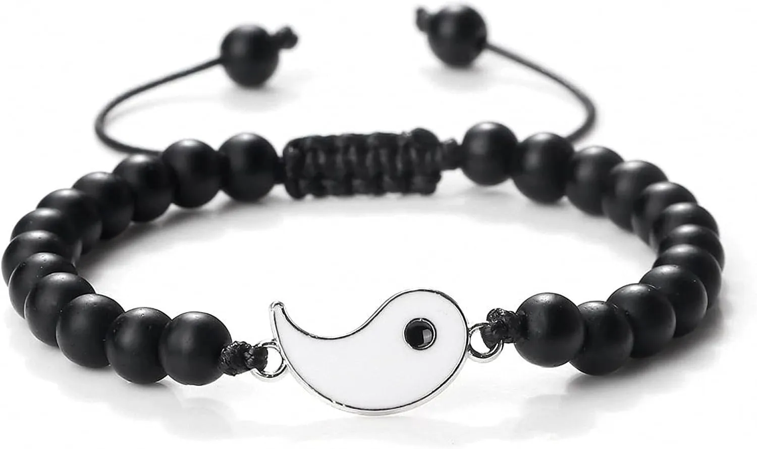 Charm Bracelet for Couple Friendship Yin Yang Tai Chi Natural Stone Beads Bracelets Woven Bangles for Women Men Jewelry