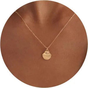 Charm Necklace-14K Gold/Silver Plated Charm Necklace Shell Conch Shell Turtle Starfish Coconut Tree Pearl Necklace Summe Beach Necklaces for Women Dainty Simple Jewelry for Women