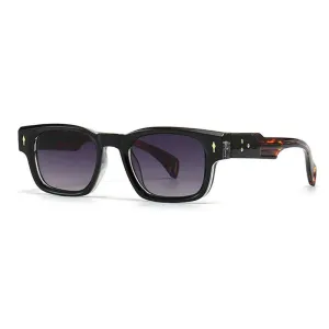Chic Retro Rivet Rectangle Sunglasses with UV400 Protection