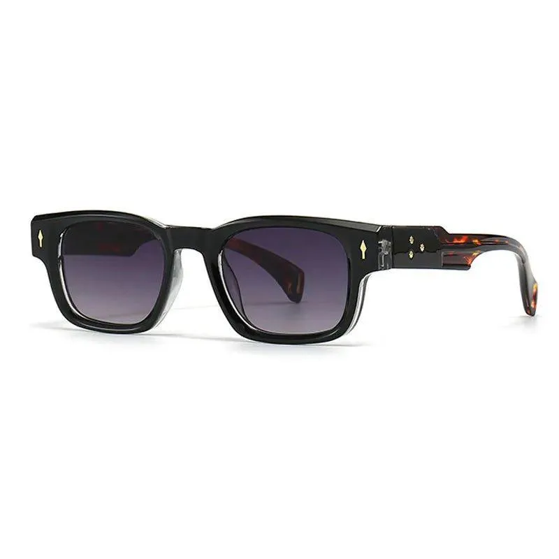 Chic Retro Rivet Rectangle Sunglasses with UV400 Protection