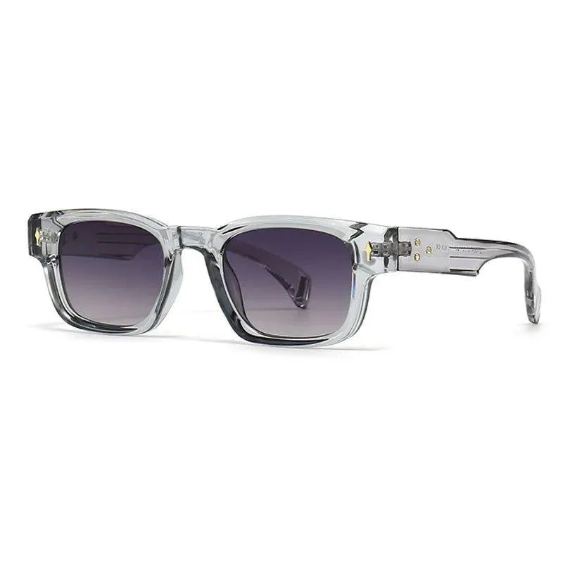 Chic Retro Rivet Rectangle Sunglasses with UV400 Protection
