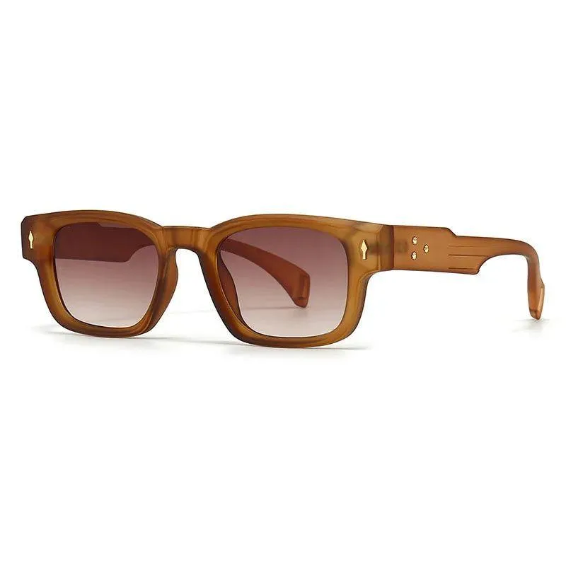 Chic Retro Rivet Rectangle Sunglasses with UV400 Protection