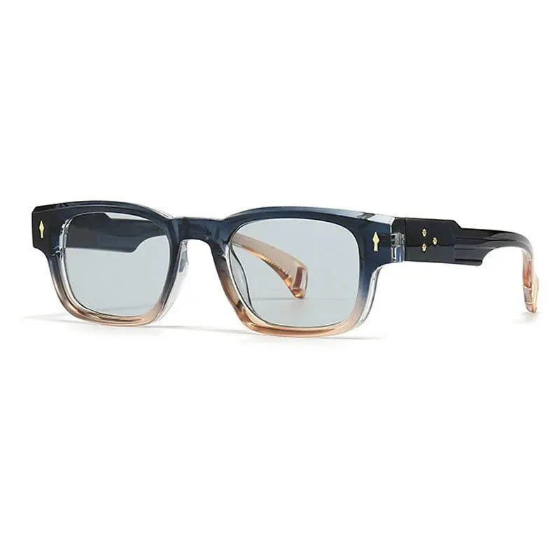 Chic Retro Rivet Rectangle Sunglasses with UV400 Protection