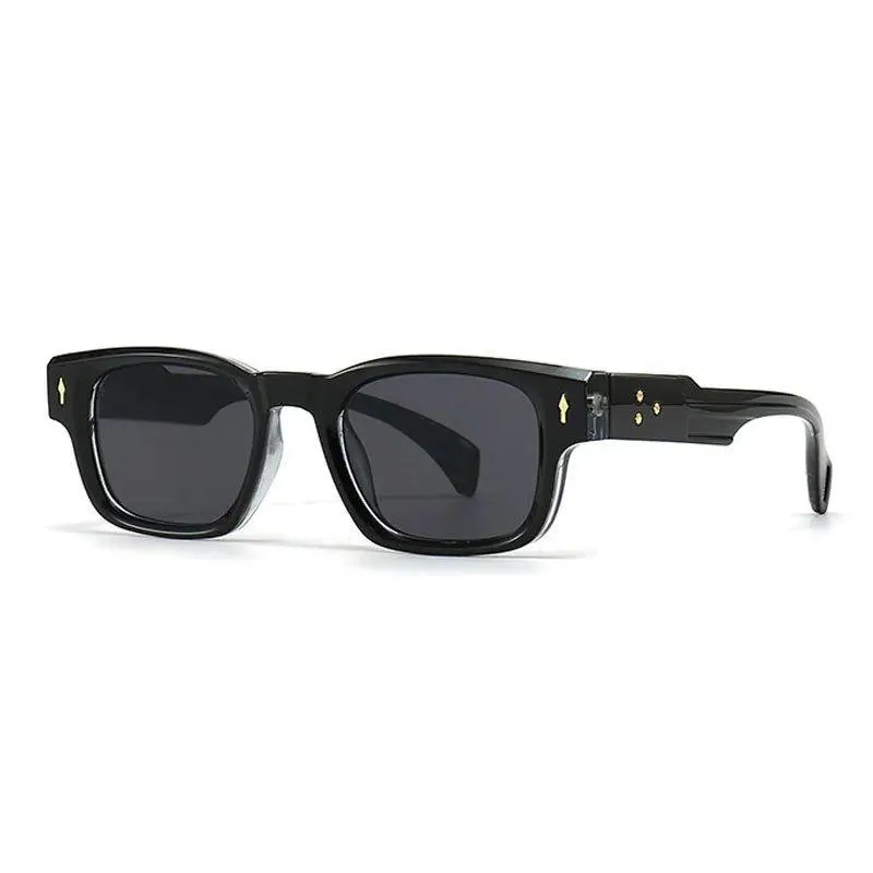 Chic Retro Rivet Rectangle Sunglasses with UV400 Protection