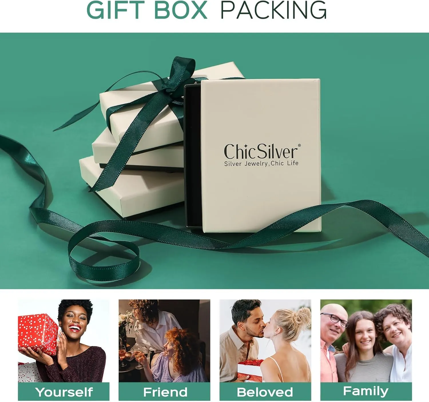 ChicSilver Personalized 925 Sterling Silver Initial Letter Ring A-Z Stackable Ring Adjustable Size 6-11(with Gift Box)