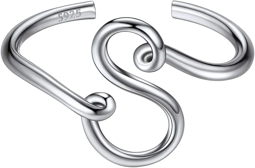 ChicSilver Personalized 925 Sterling Silver Initial Letter Ring A-Z Stackable Ring Adjustable Size 6-11(with Gift Box)