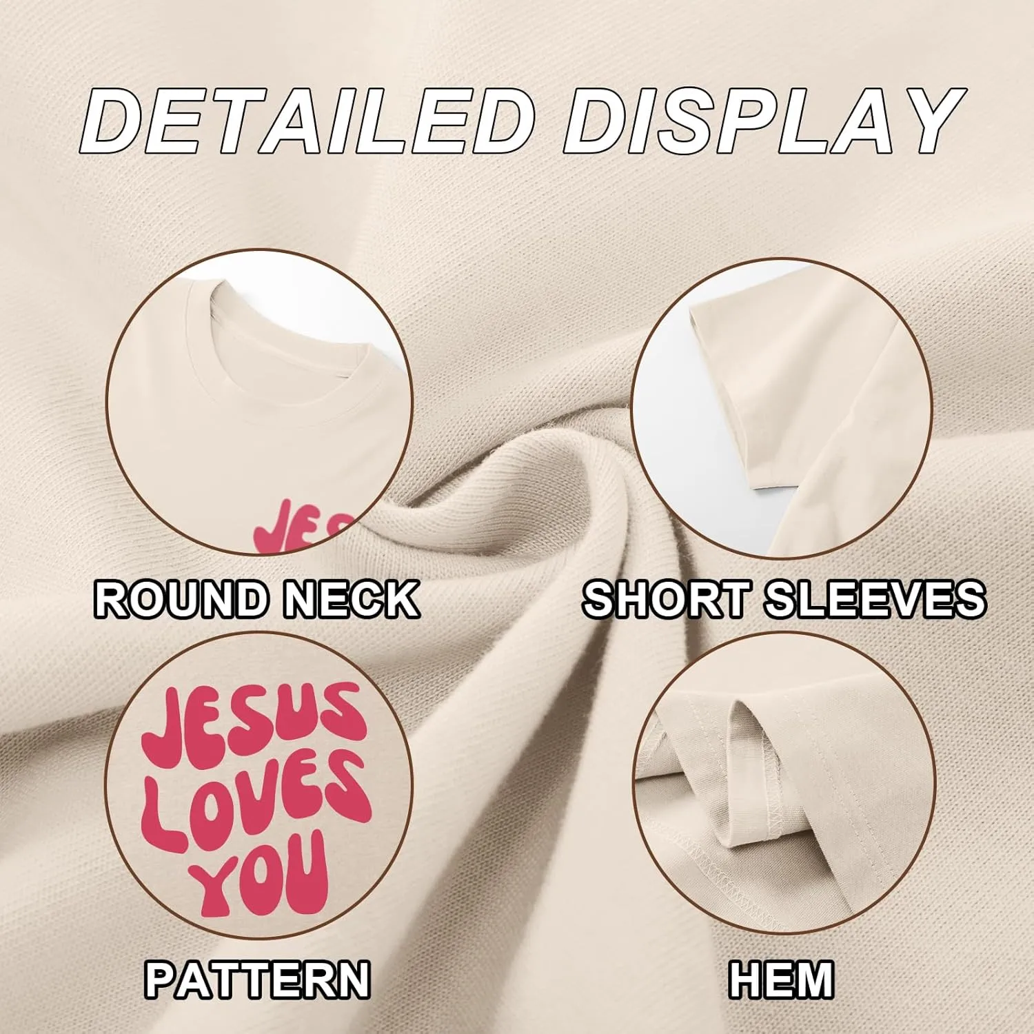 Christian Jesus Shirts for Women Oversized Jesus Loves You Tshirts Religious Faith Shirt Inspirational Graphic Tees