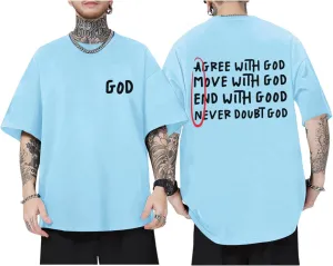 Christian Shirts for Men Inspirational God Faith Jesus Shirt Vintage Oversized Graphic T-Shirts Agree with God Tops