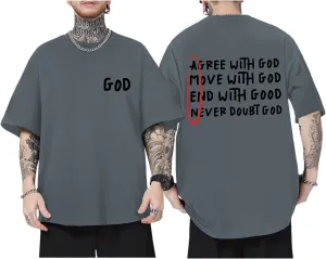 Christian Shirts for Men Inspirational God Faith Jesus Shirt Vintage Oversized Graphic T-Shirts Agree with God Tops