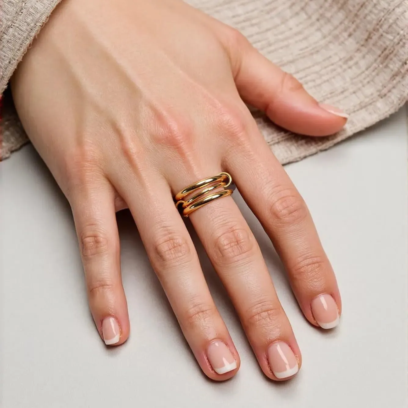 Chunky Gold Stackable Rings for Women,Dainty Multi-Link Rings Non Tarnish Women Jewelry,18k Gold Plated Stacking Rings Set Size 5-11