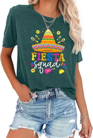Cinco De Mayo Shirts Women: Mexican Fiesta Squad T-Shirts 5 De Mayo Shirt Mexican Fiesta Tee Tops