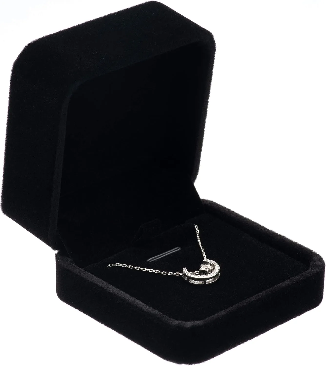 Classic Velvet Jewelry Gift Box Case for Necklace Pendant (Black)