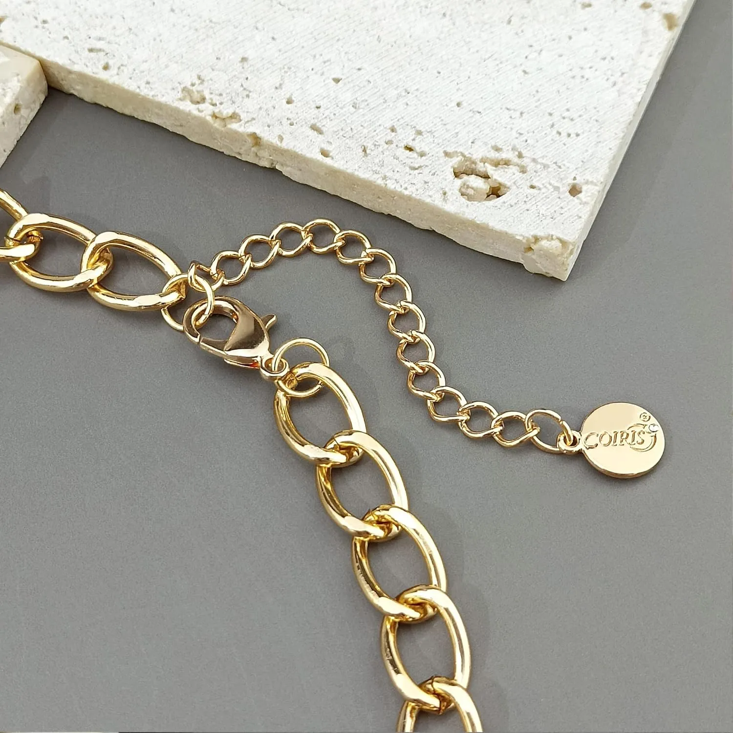 Coiris Statement Chunky Acrylic Chain Link Choker Necklace Fashion Women Collar Necklaces Acrylic Resin Chain Necklace