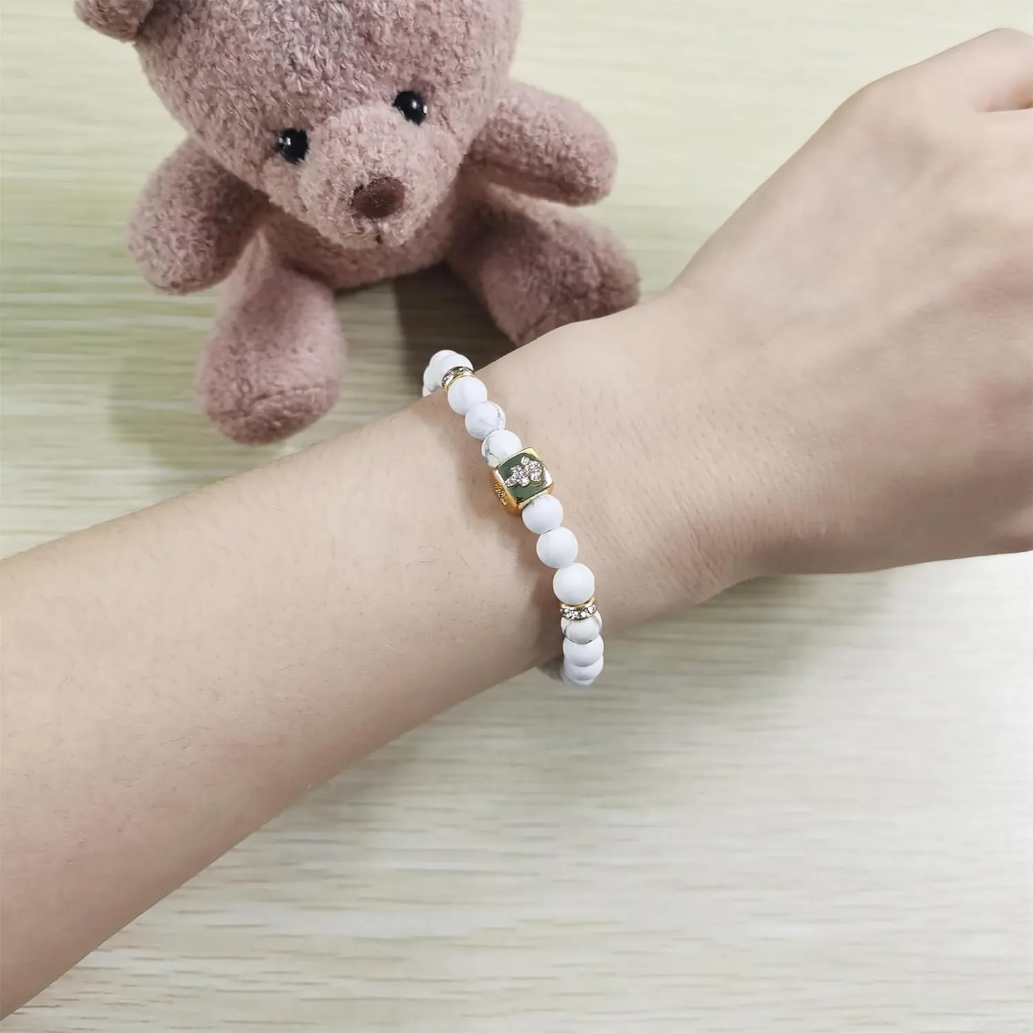 Constellation Charm Women's Bracelet 6mm Natural Frosted White Turquoise Twelve Zodiac Prayer Blessing Unisex Jewelry-Aries|Gemini|Sagittarius