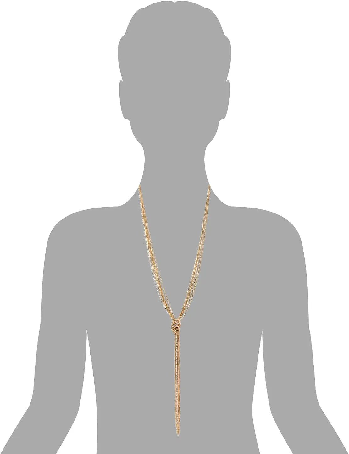 COOLSTEELANDBEYOND Chic Lariat Necklace Tassel Pendant with Rhinestones, Multi-strand Long Chains Y-Shape