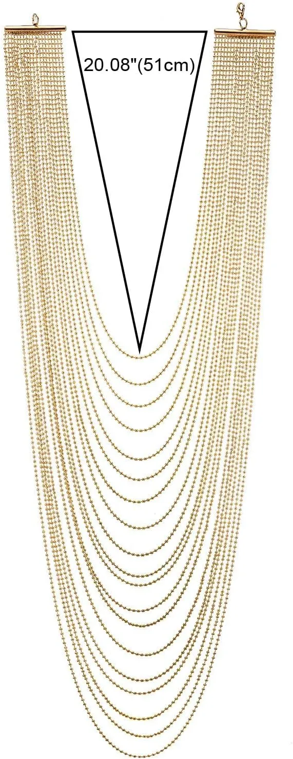 COOLSTEELANDBEYOND Long Statement Necklace Waterfall Multi-Strand Ball Chains Pendant, Dress Prom Party