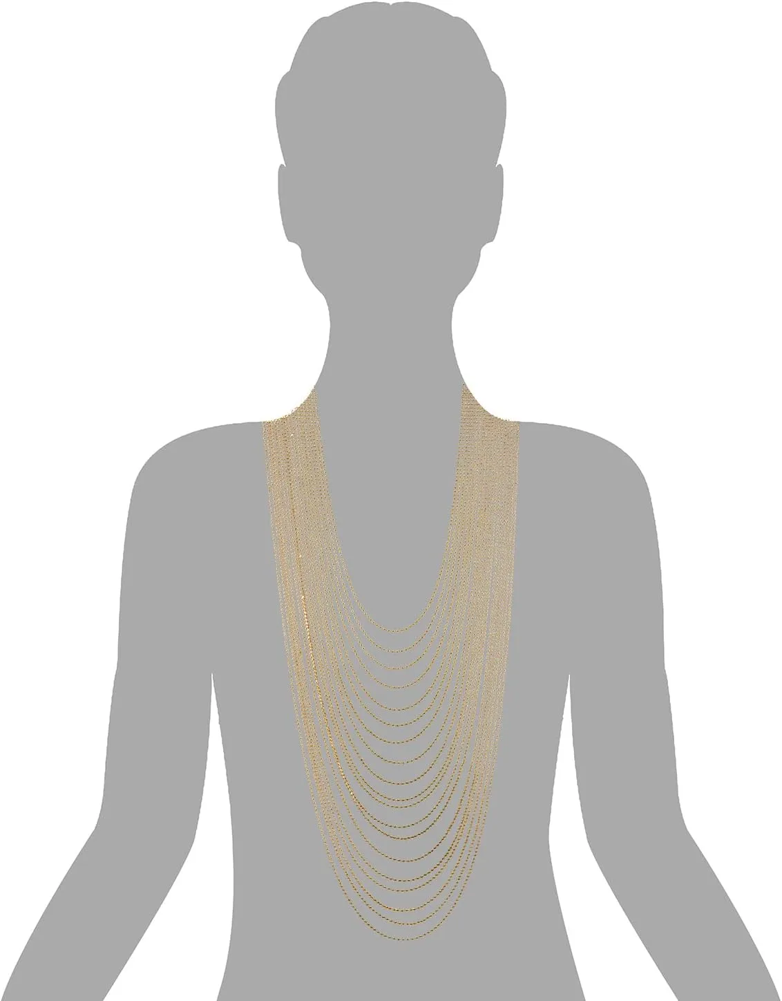 COOLSTEELANDBEYOND Long Statement Necklace Waterfall Multi-Strand Ball Chains Pendant, Dress Prom Party
