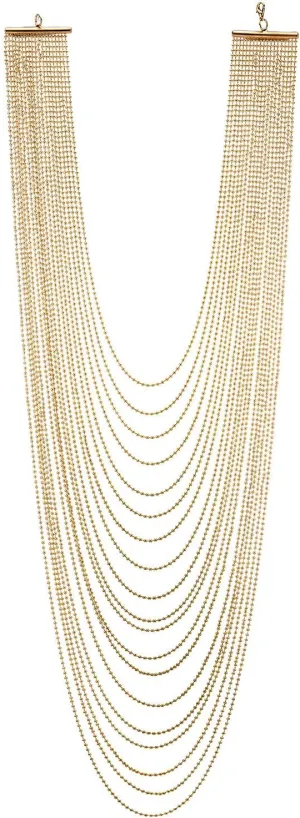 COOLSTEELANDBEYOND Long Statement Necklace Waterfall Multi-Strand Ball Chains Pendant, Dress Prom Party