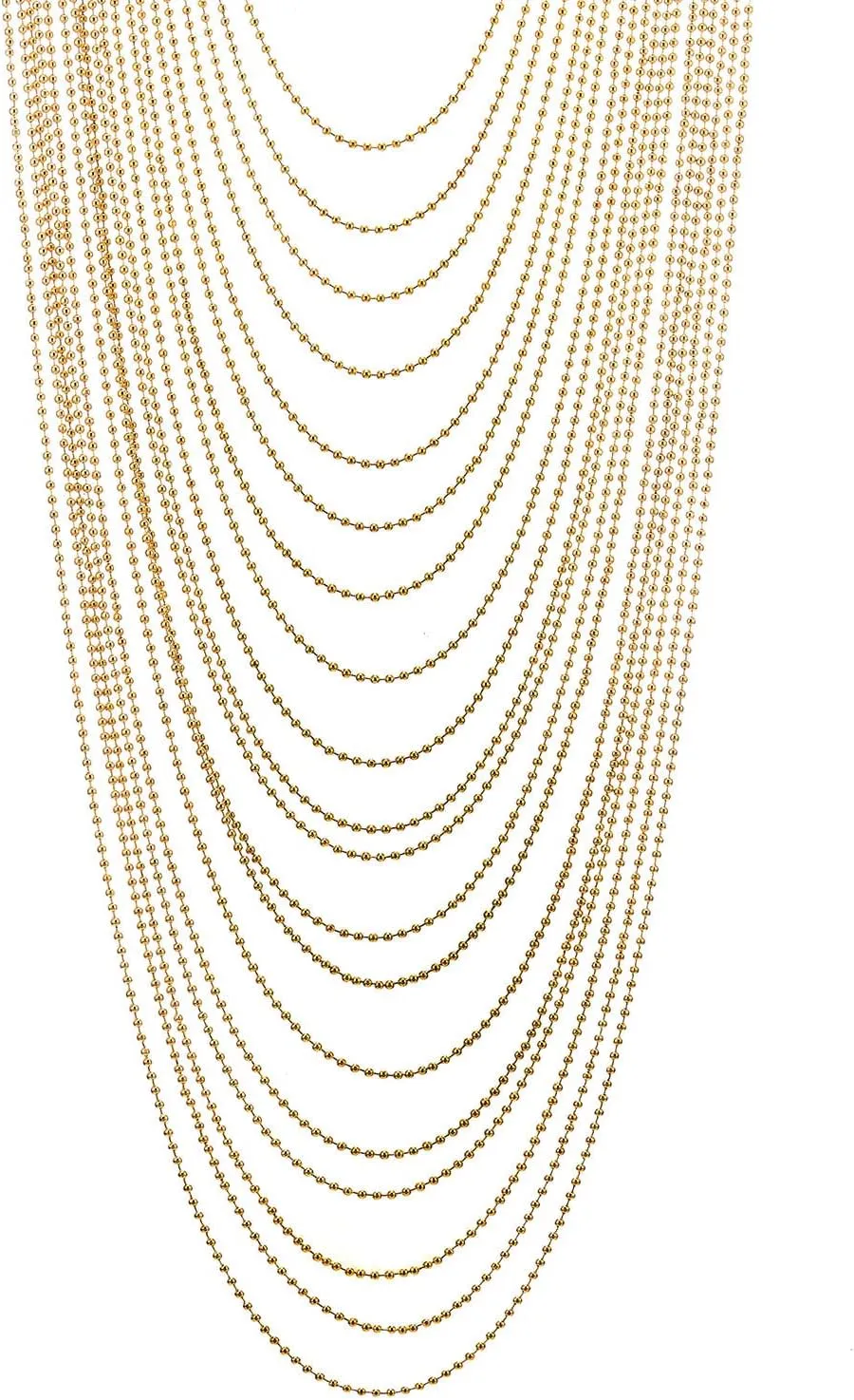 COOLSTEELANDBEYOND Long Statement Necklace Waterfall Multi-Strand Ball Chains Pendant, Dress Prom Party