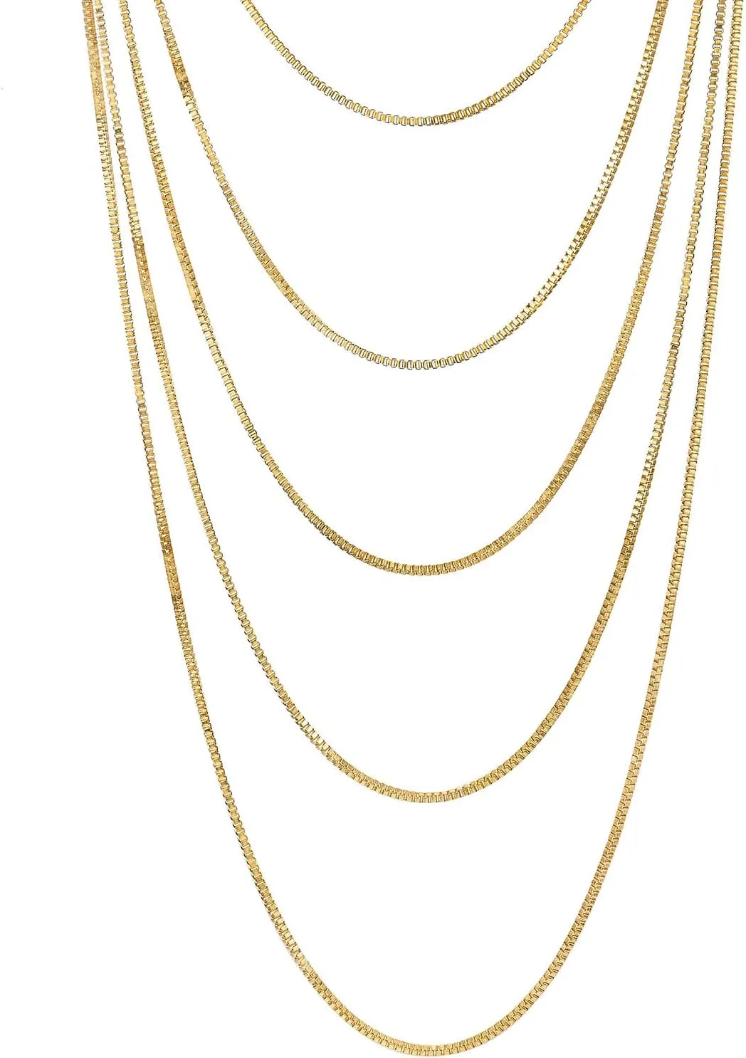 COOLSTEELANDBEYOND Multi-Strand Waterfall Statement Necklace Choker Collar Box Chains, Dress Party Fashion