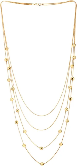 COOLSTEELANDBEYOND Statement Necklace Waterfall Multi-Strand Layered Long Chains with Ball Charm Pendant