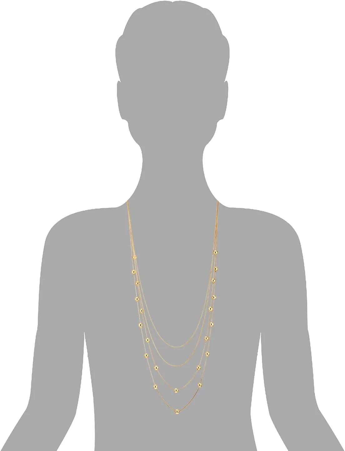 COOLSTEELANDBEYOND Statement Necklace Waterfall Multi-Strand Layered Long Chains with Ball Charm Pendant