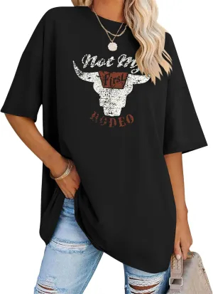 Cowgirl Shirts for Women Oversized Western Country Music Concert T-Shirts Vintage Cowboy Short Sleeve Tee Tops