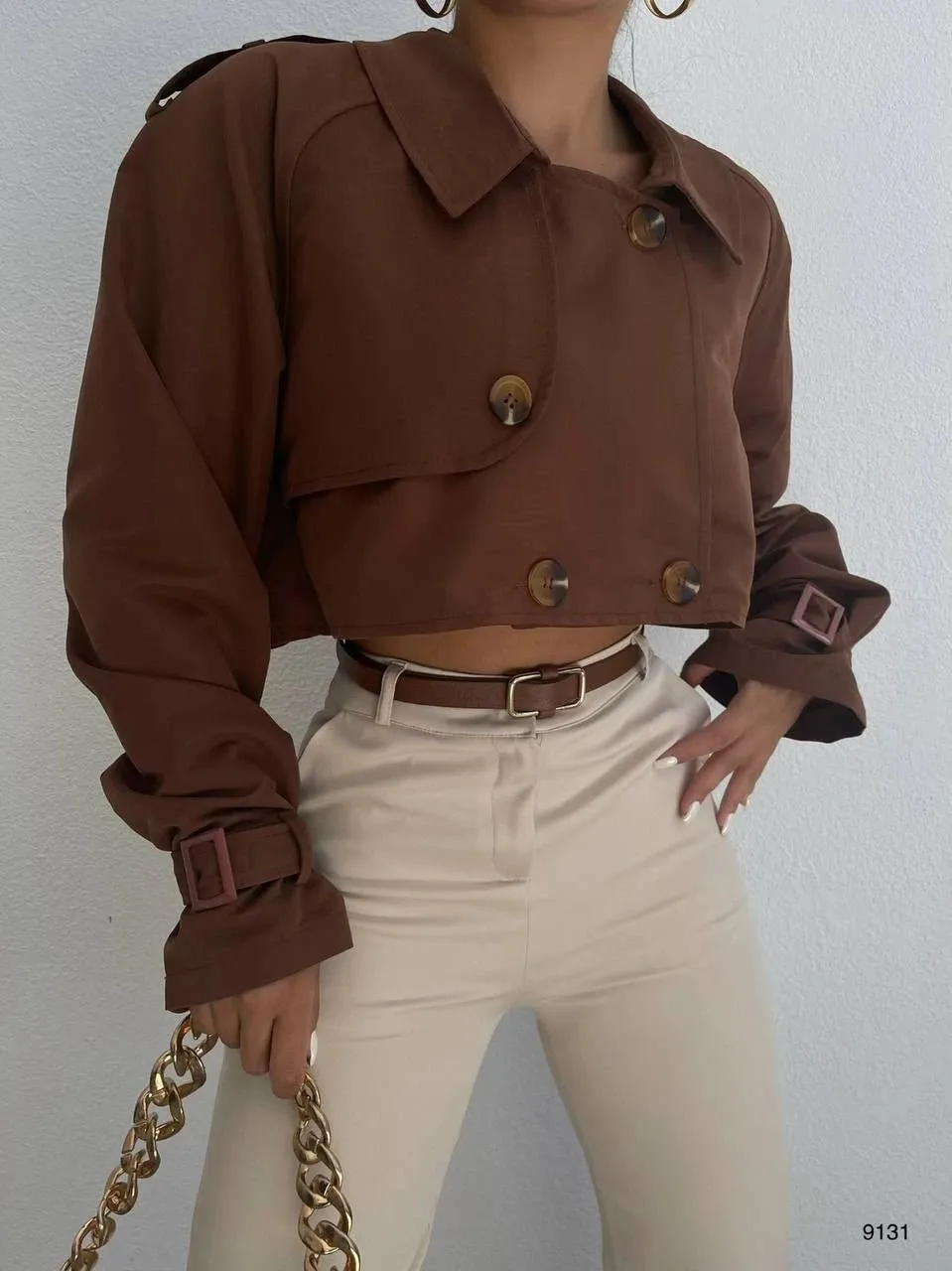 Crop Coat with Bulky Buttons