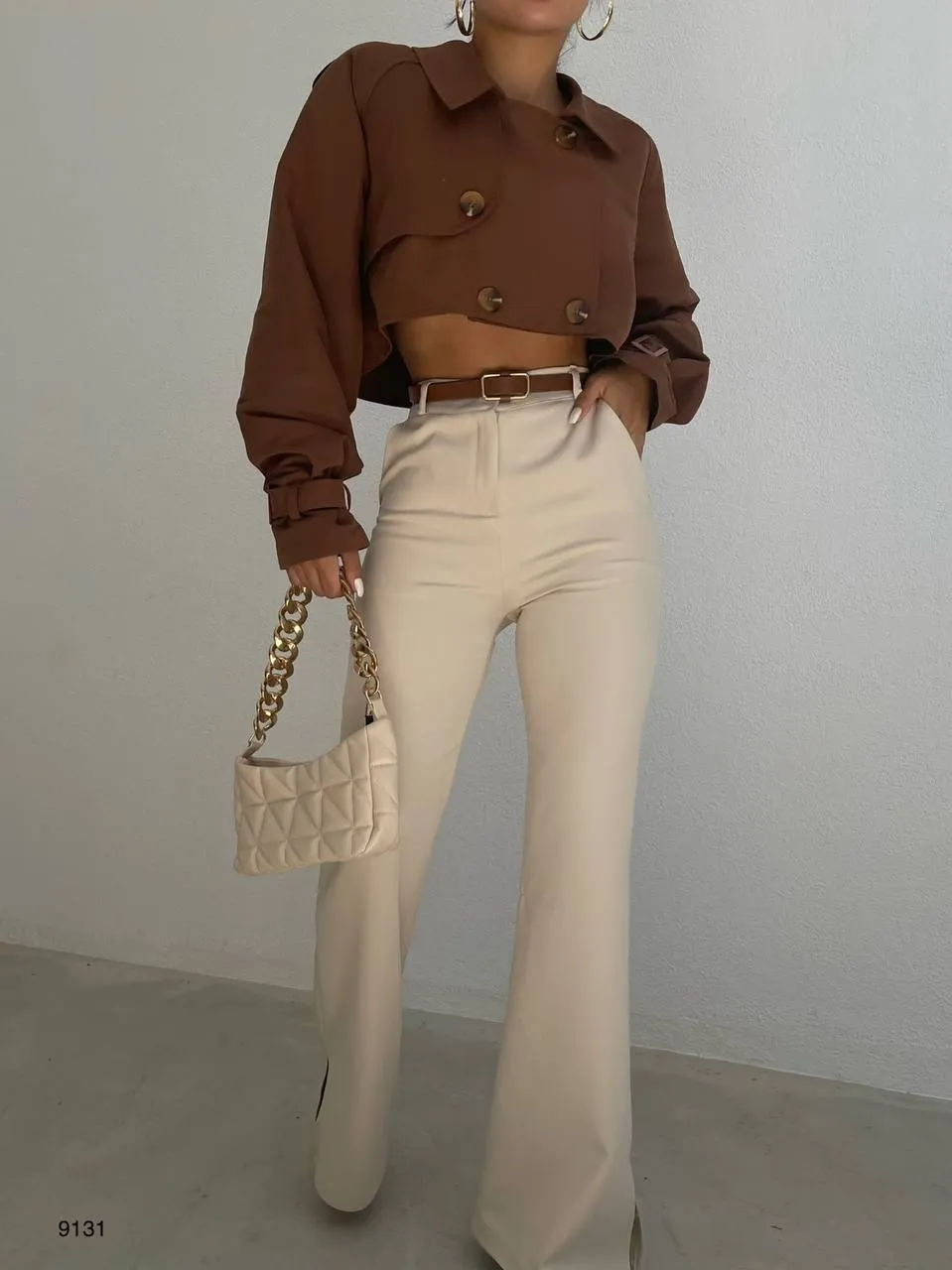 Crop Coat with Bulky Buttons