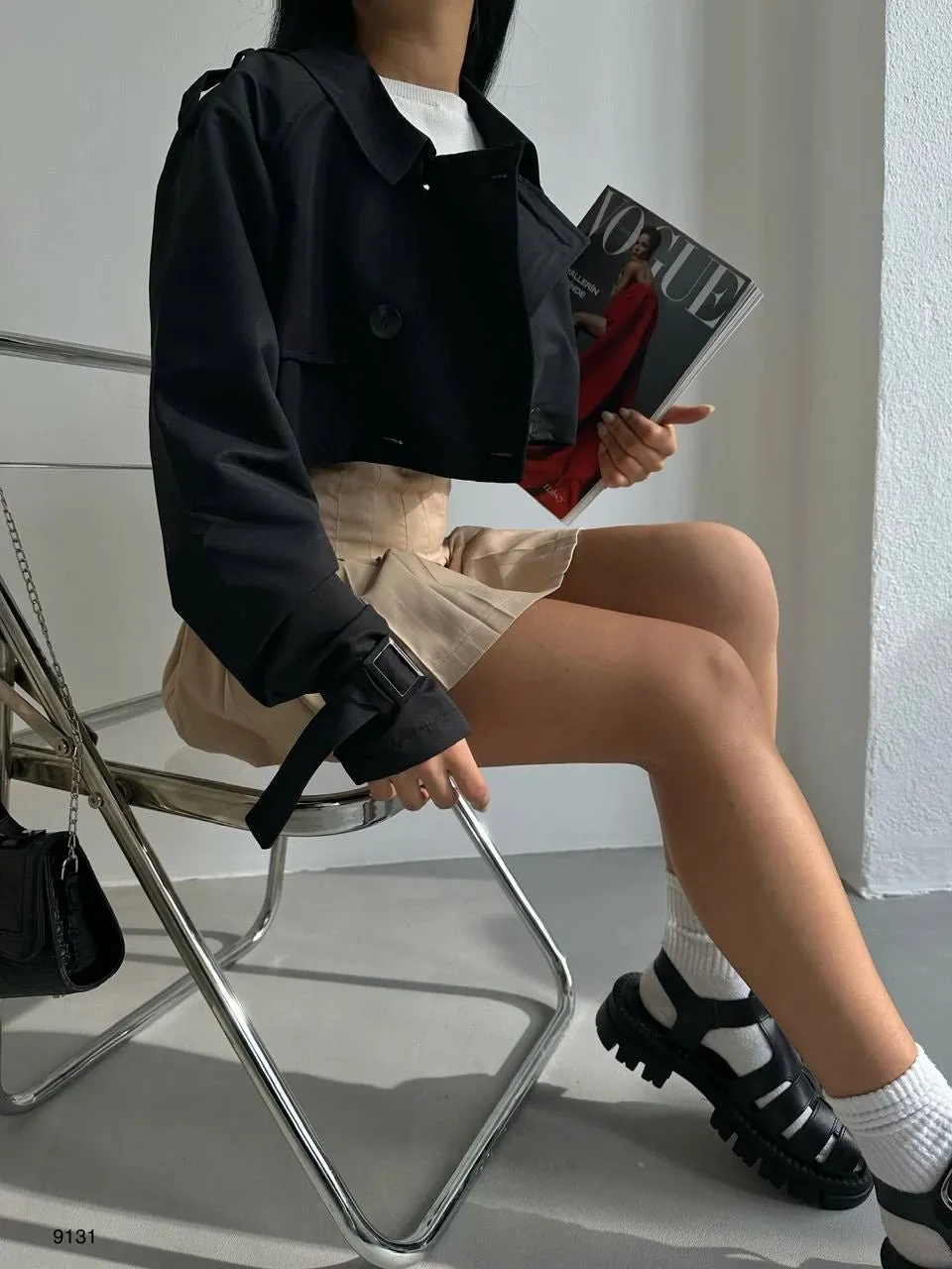 Crop Coat with Bulky Buttons