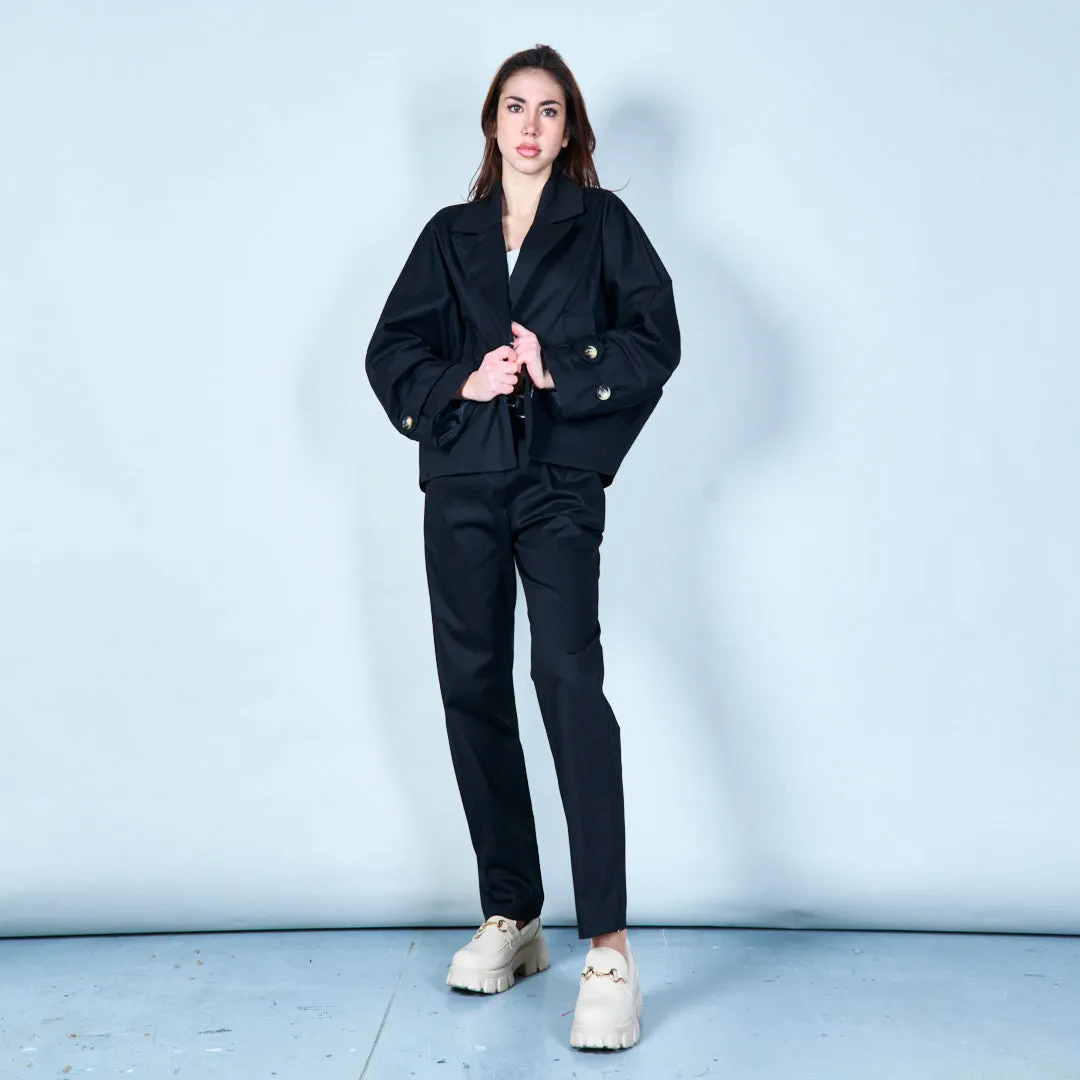 Cropped button-up jacket with pockets wholesale