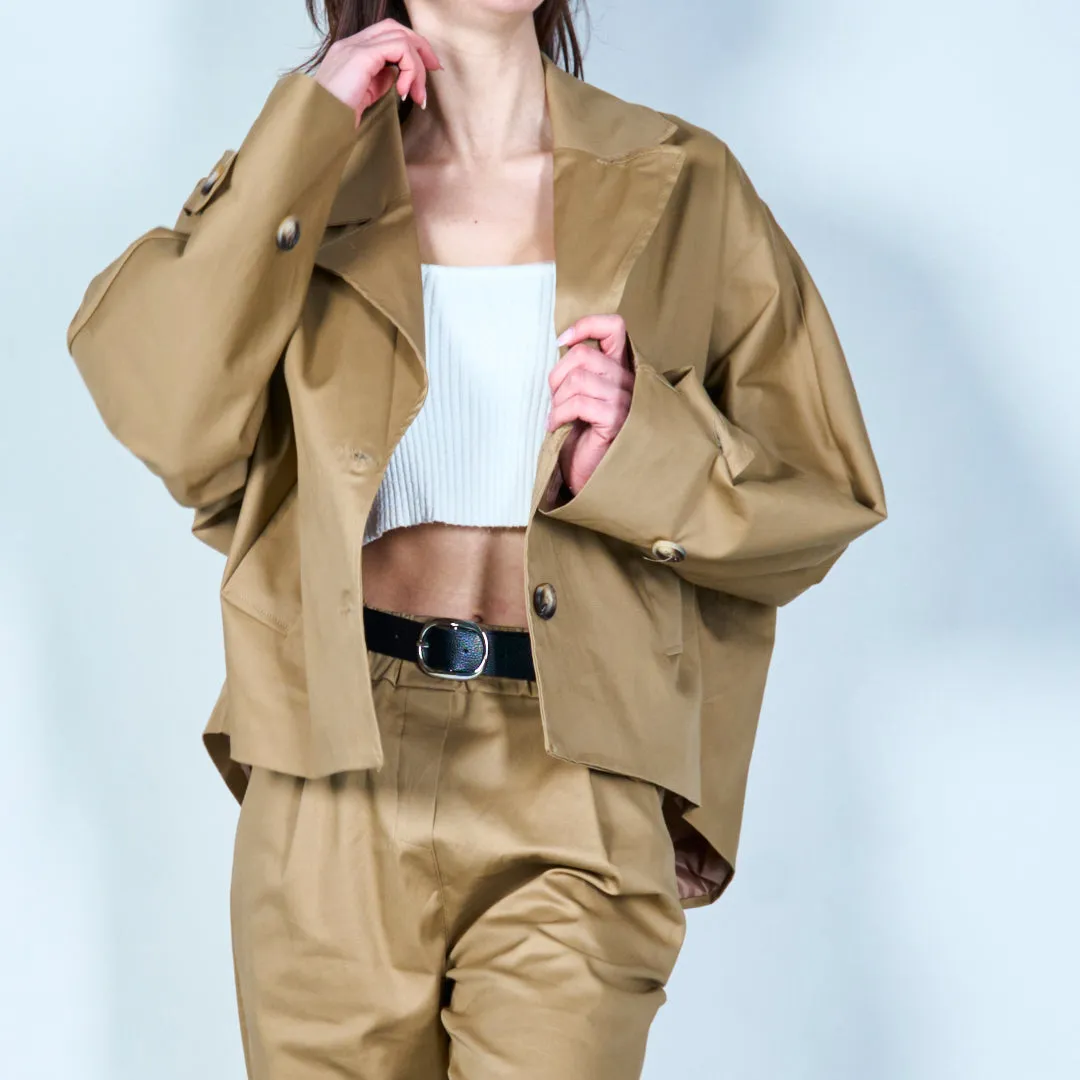 Cropped button-up jacket with pockets wholesale