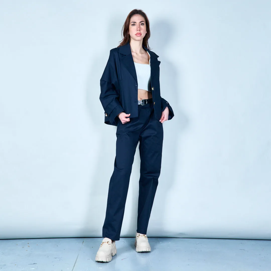 Cropped button-up jacket with pockets wholesale