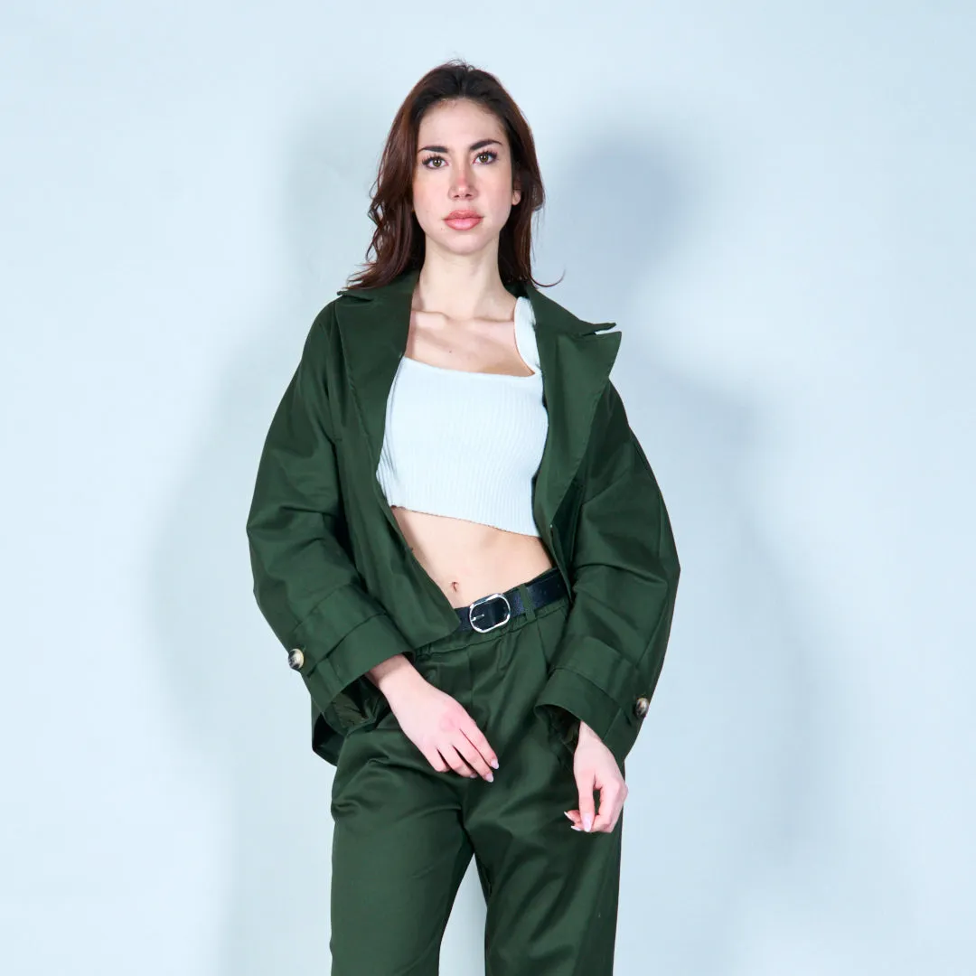 Cropped button-up jacket with pockets wholesale