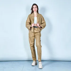 Cropped button-up jacket with pockets wholesale