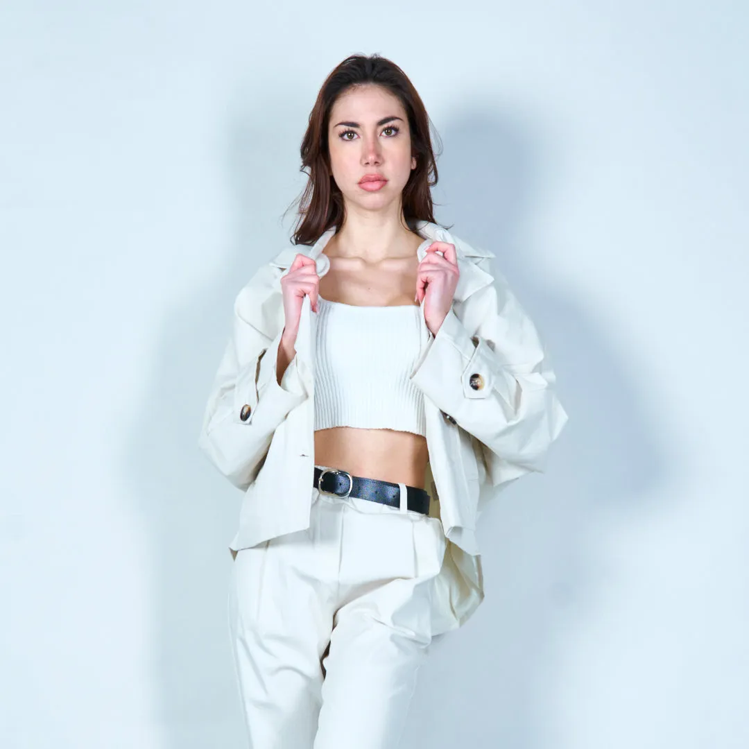 Cropped button-up jacket with pockets wholesale