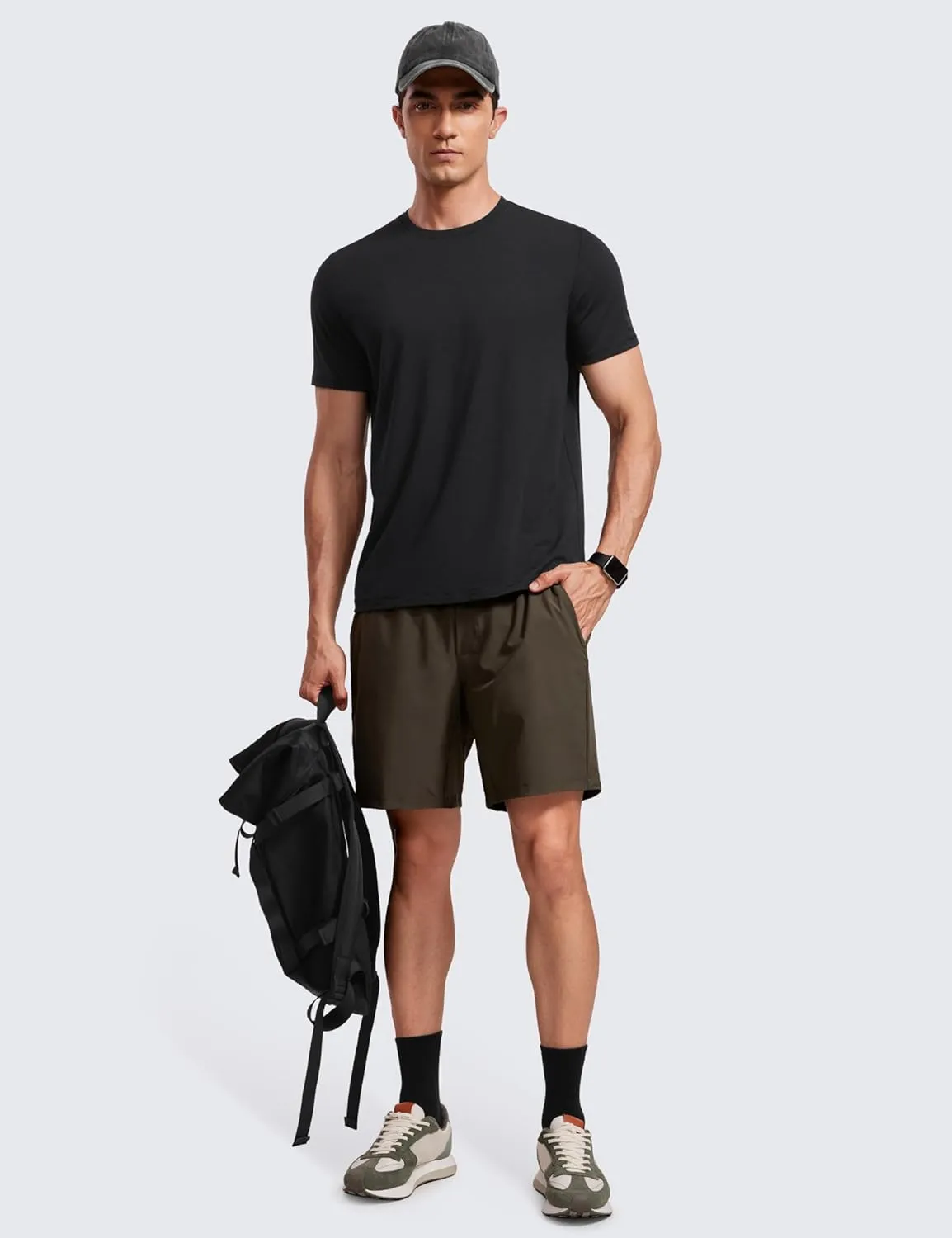 CRZ YOGA Mens Short Sleeve Shirts Quick Dry Workout Classic Fit T-Shirt Casual Daily Comfy Tee Tops