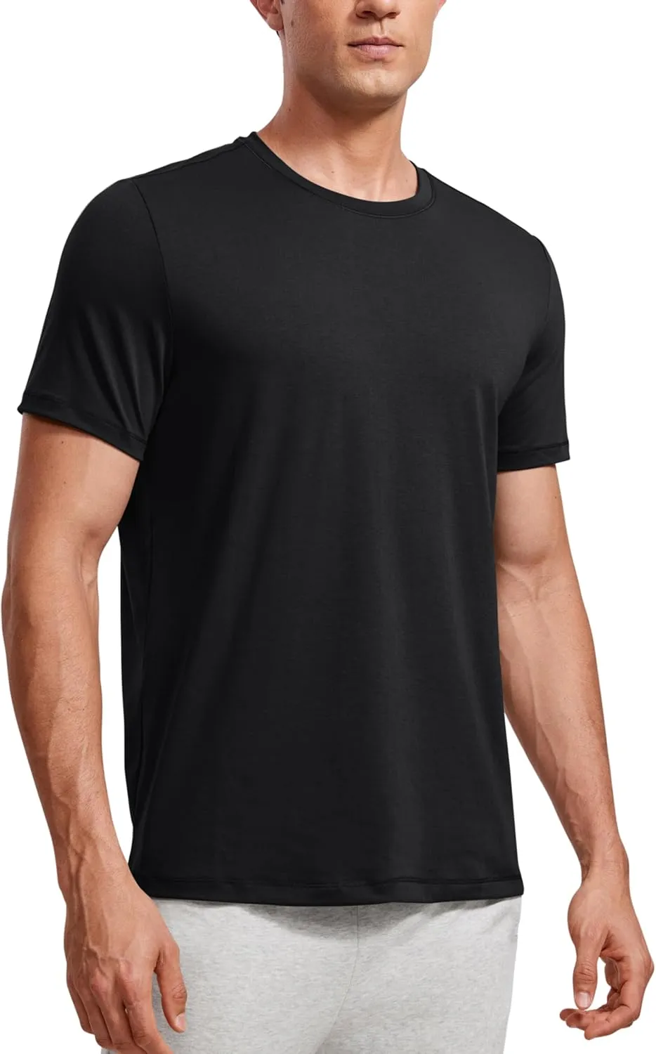CRZ YOGA Mens Short Sleeve Shirts Quick Dry Workout Classic Fit T-Shirt Casual Daily Comfy Tee Tops