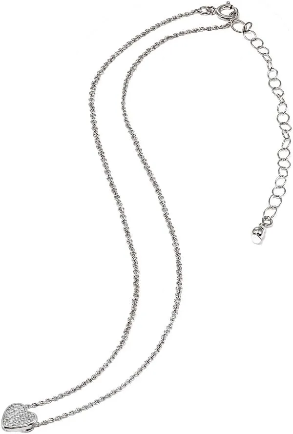Cubic Zirconia Heart Pave Choker Layering Necklace for Women - Gold