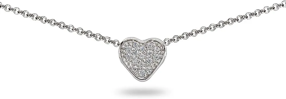 Cubic Zirconia Heart Pave Choker Layering Necklace for Women - Gold