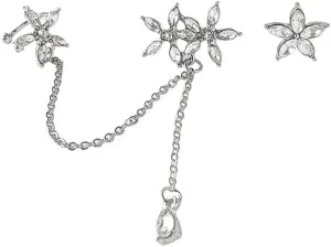 Cuff Earrings Chain Moon Star Ear Cuff Wrap Clip On Clawler Climber Hoop Butterfly Tassel Earrings CZ Inlay Crawler Earring Studs Dangling Chain Earrings Flower Chain Tassel Earrings