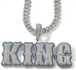 Custom Chain Iced Out Pendant Name Plate Necklace with Rope Chain Custom Necklace for Men Hip Hop Name Chain for Rapper