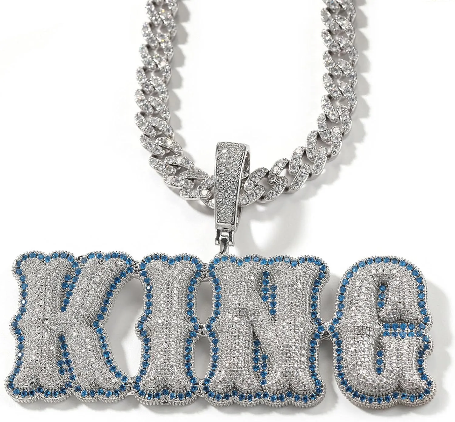 Custom Chain Iced Out Pendant Name Plate Necklace with Rope Chain Custom Necklace for Men Hip Hop Name Chain for Rapper