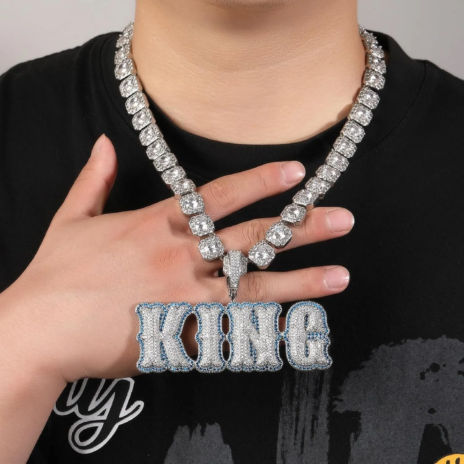 Custom Chain Iced Out Pendant Name Plate Necklace with Rope Chain Custom Necklace for Men Hip Hop Name Chain for Rapper