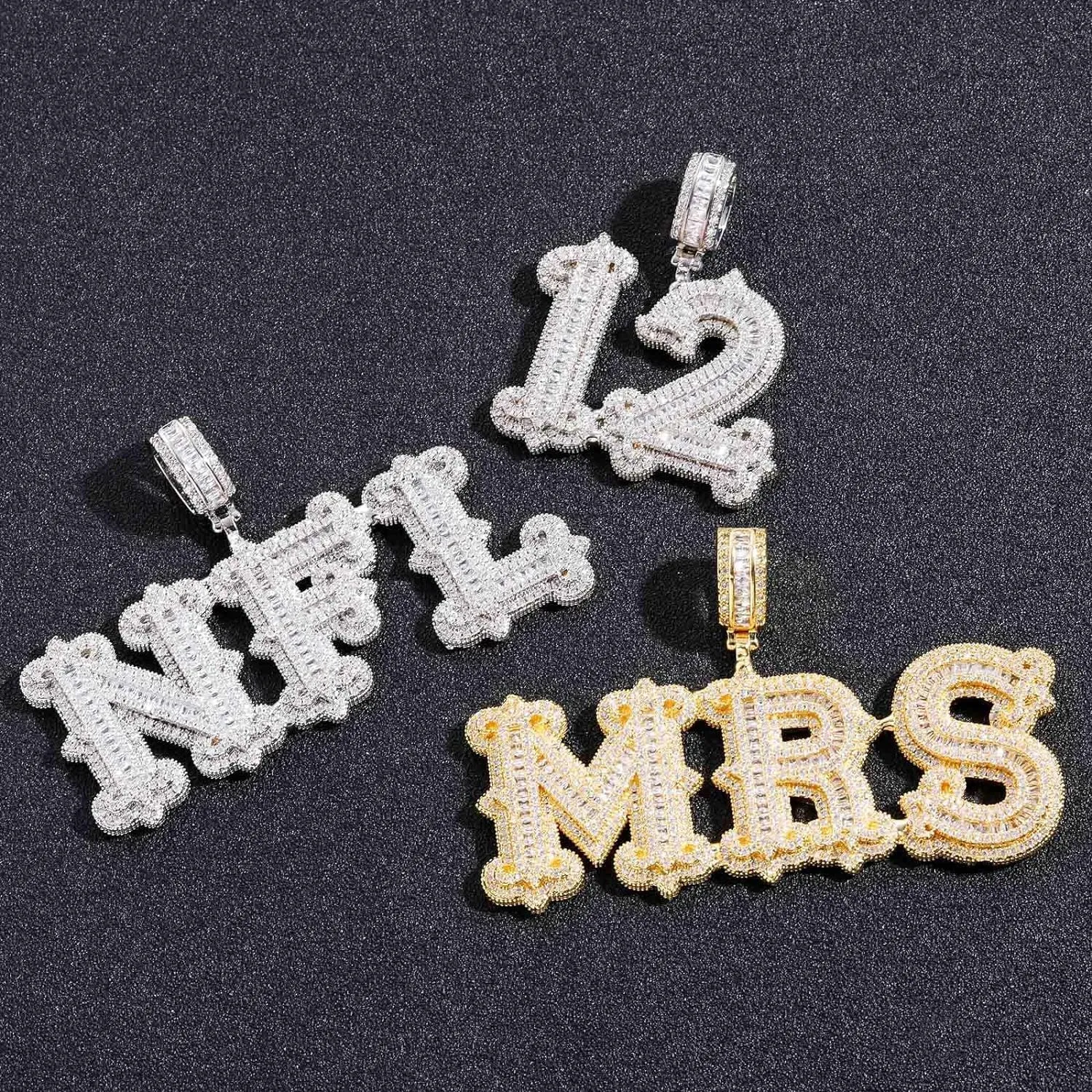 Custom Chain Name Necklace Personalized Letter Pendant Bubble Custom Necklace Iced Out Customized Jewelry Rope Chain for Hip Hop Men Rapper Women