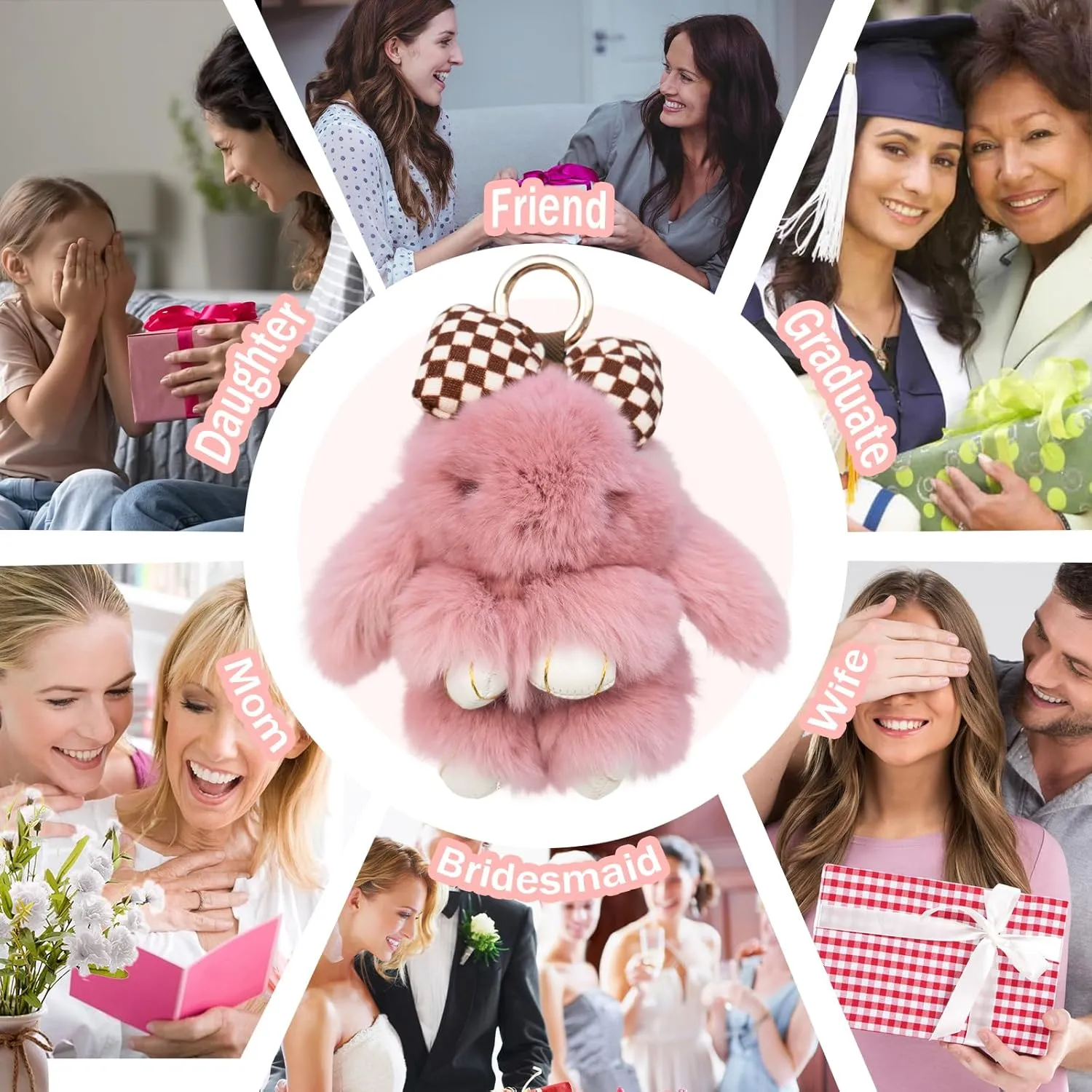 Cute Bunnylulu Keychain for Woman: Kawaii Bunny Plush Keychain Fuffy Key Chains